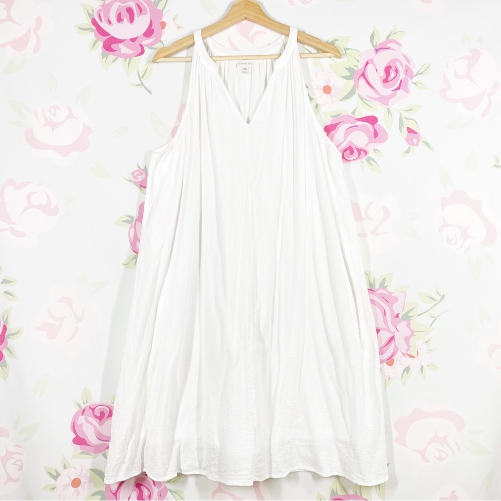 Garnet Hill Mini Dress White Cotton Halter L